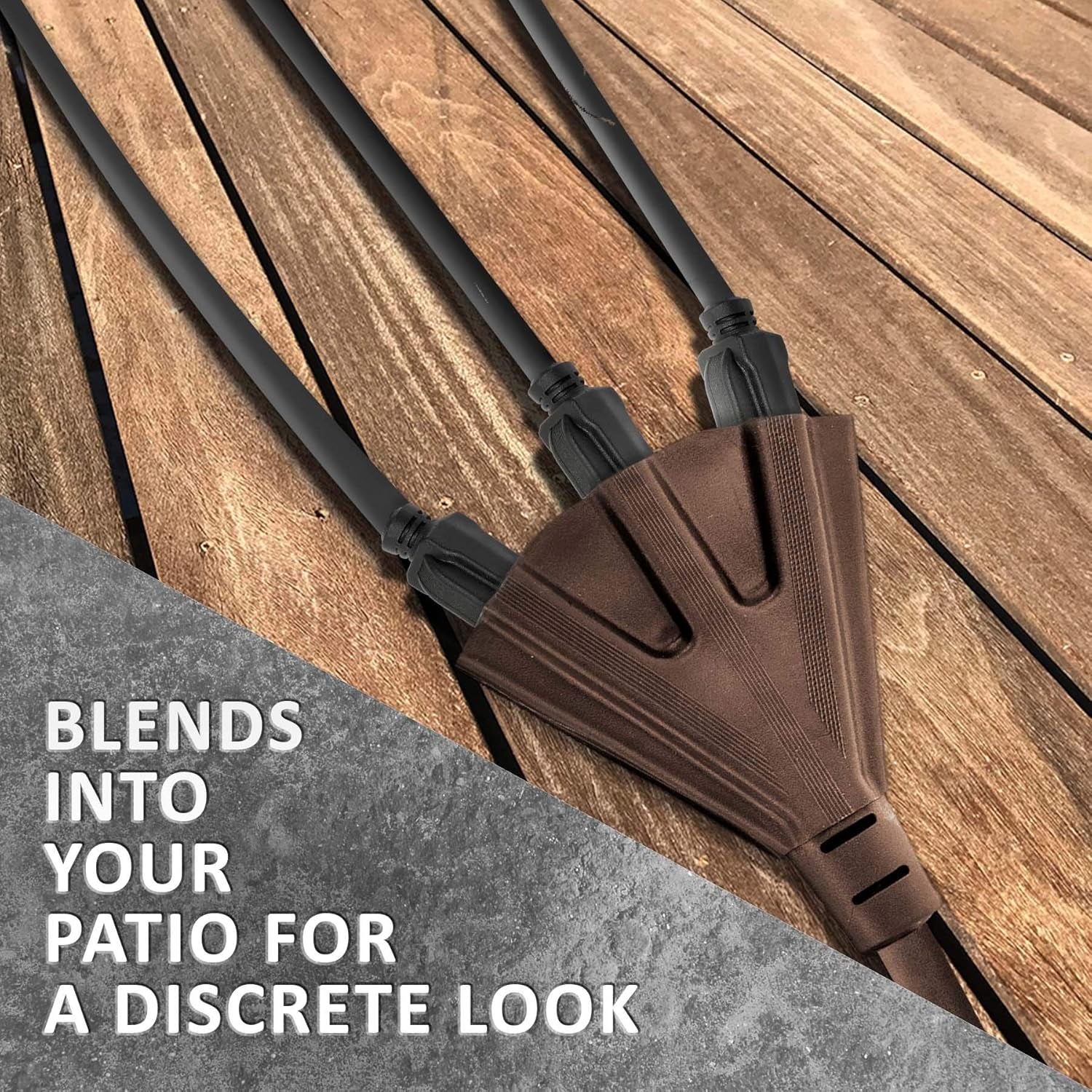 50-Foot Brown Extension Cord, 3-Prong Indoor & Outdoor Splitter, Perfect for Landscape Lighting