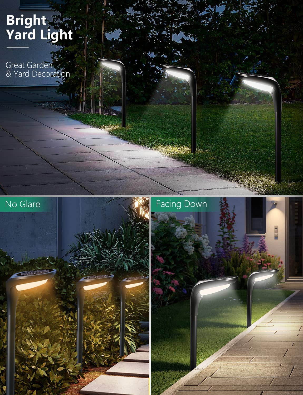 Solar Pathway Lights Outdoor 4 Pack - 150 LM High Bright Solar Lights Outdoor Waterproof IP65, Warm/Cool 2 Color Modes, Landscape Path Light for Walkway Driveway Garden Yard Patio