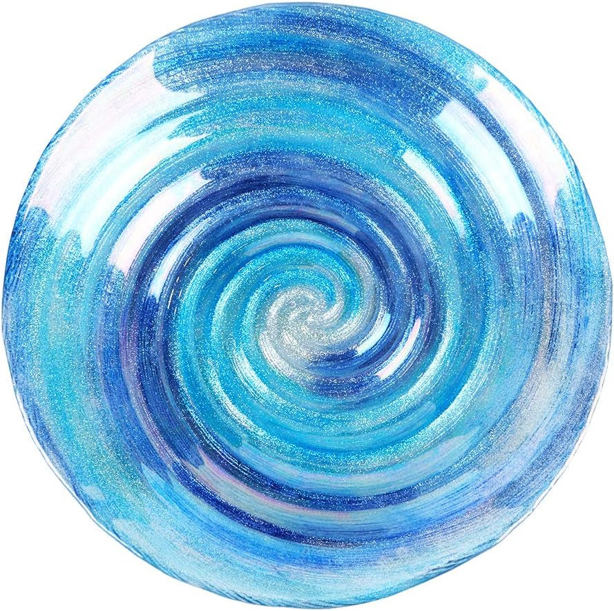 Outdoor Glass Birdbath with Metal Stand for Lawn Yard Garden Decor,18” Dia/21.65 Height