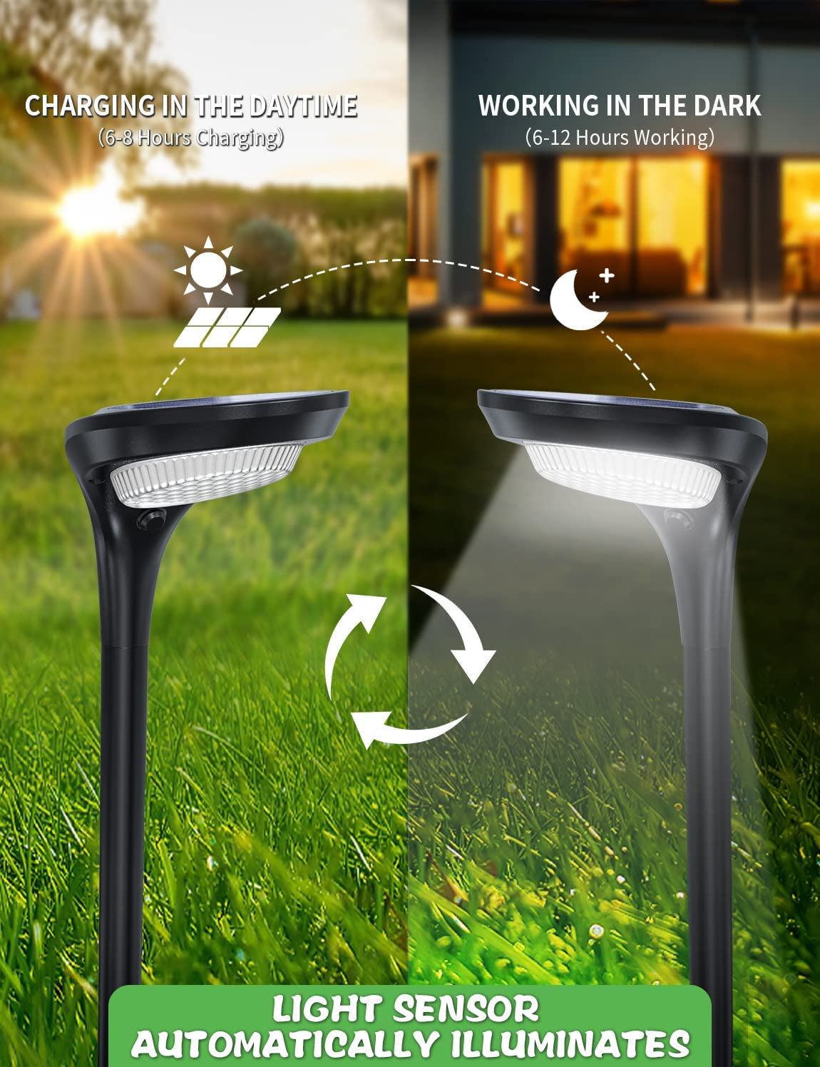 Solar Pathway Lights Outdoor 4 Pack - 150 LM High Bright Solar Lights Outdoor Waterproof IP65, Warm/Cool 2 Color Modes, Landscape Path Light for Walkway Driveway Garden Yard Patio