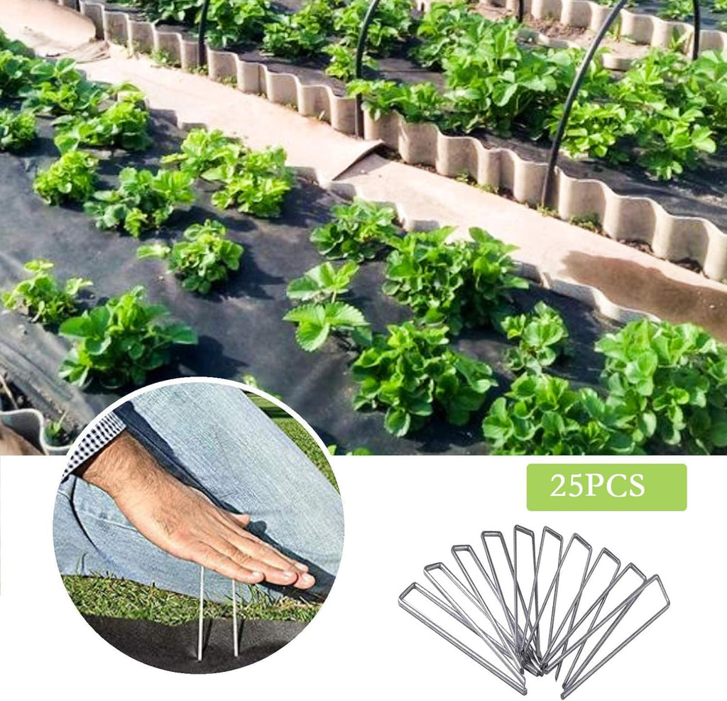 12 Inch Galvanized Garden Landscape Staples Stakes, 25 50 100 PCS Anti-Rust Garden Staples Tent Ground Stakes U-Shaped Landscape Pins for Secure Lawn Fabric, Decoration (25, 12 Inch)