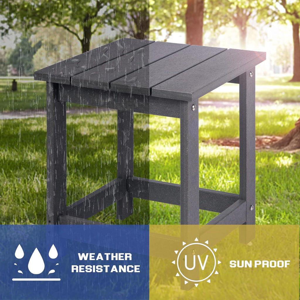 Adirondack Square Outdoor Side Table for Patio, Pool Composite Patio Table,Hdpe End Tables for Backyard,Pool, Indoor Companion, Easy Maintenance & Weather Resistant(Grey)