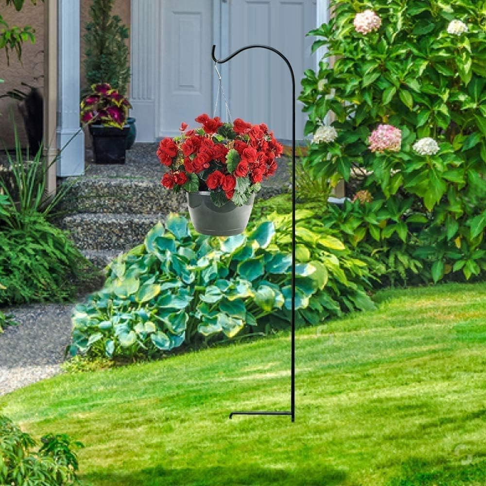 12 Pack Solid Shepherd Hook 37 Inch One Piece Structure No Assembly Required Heavy Duty Shepards for Garden Outdoor Hanging Plants Hanger Lanterns Wedding Black Inch Thick