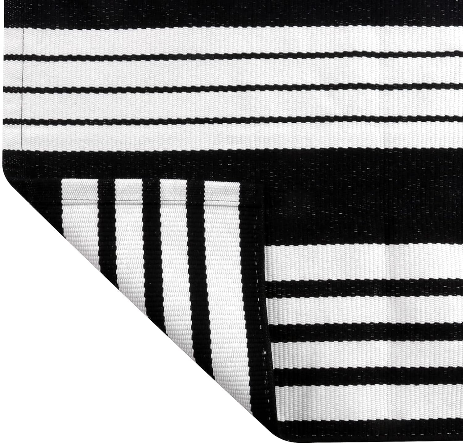 Black and White Outdoor Rug 4X6 Ft Cotton Woven Patio Rug Machine Washable Front Door Mat Indoor/Outdoor Area Rugs Floor Mat for Farmhouse/Front Porch/Lawn/Living Room/Deck/Home Entrance Decor