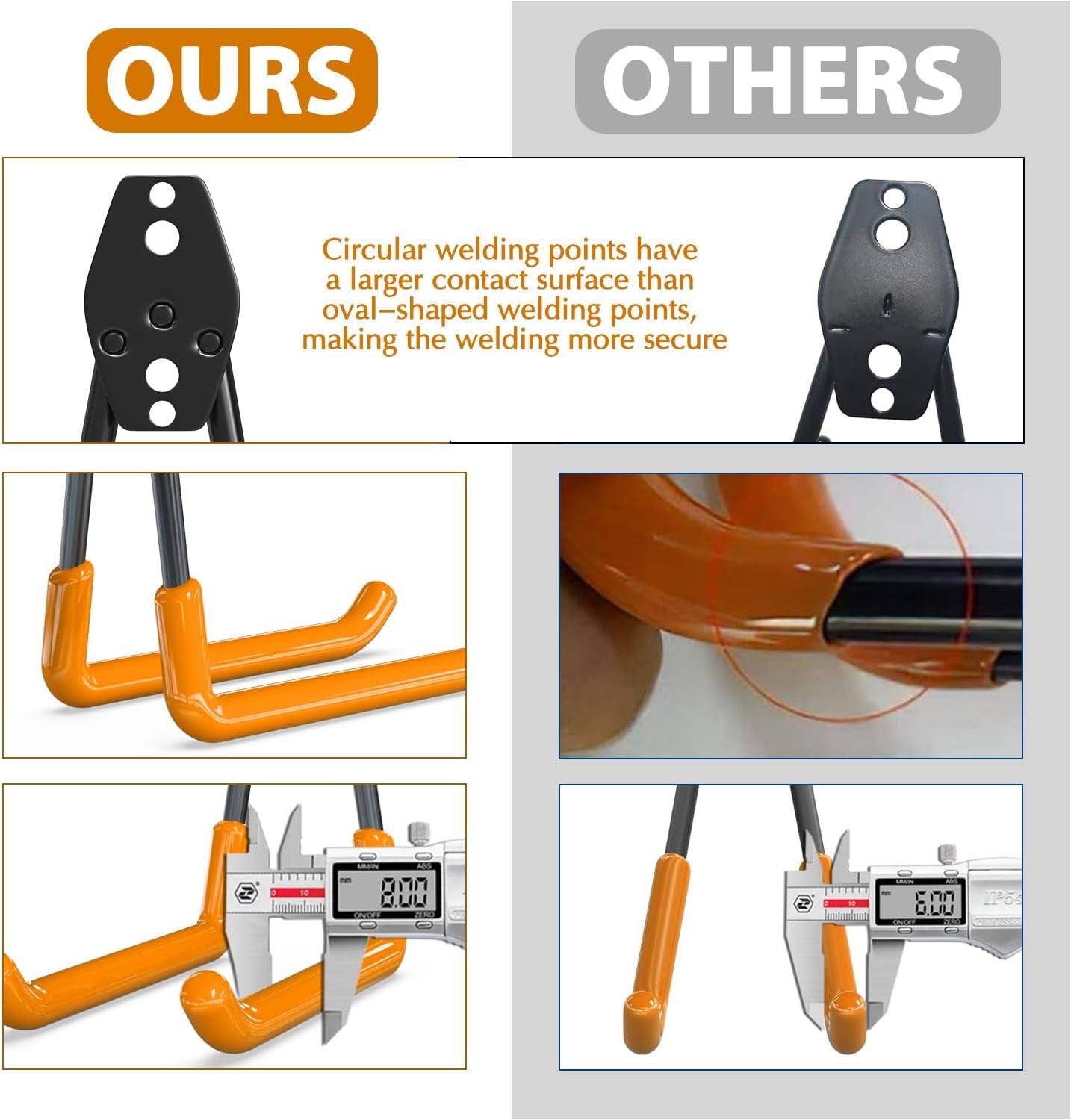 Garage Wall Hooks 14 Pack, Garage Hooks Heavy Duty with Extra Welding Spots, Wall Mount Storage Organizer for Hanging Garden Lawn Tools Ladder Bike Weedeater Chair Shovel Blower (Orange)