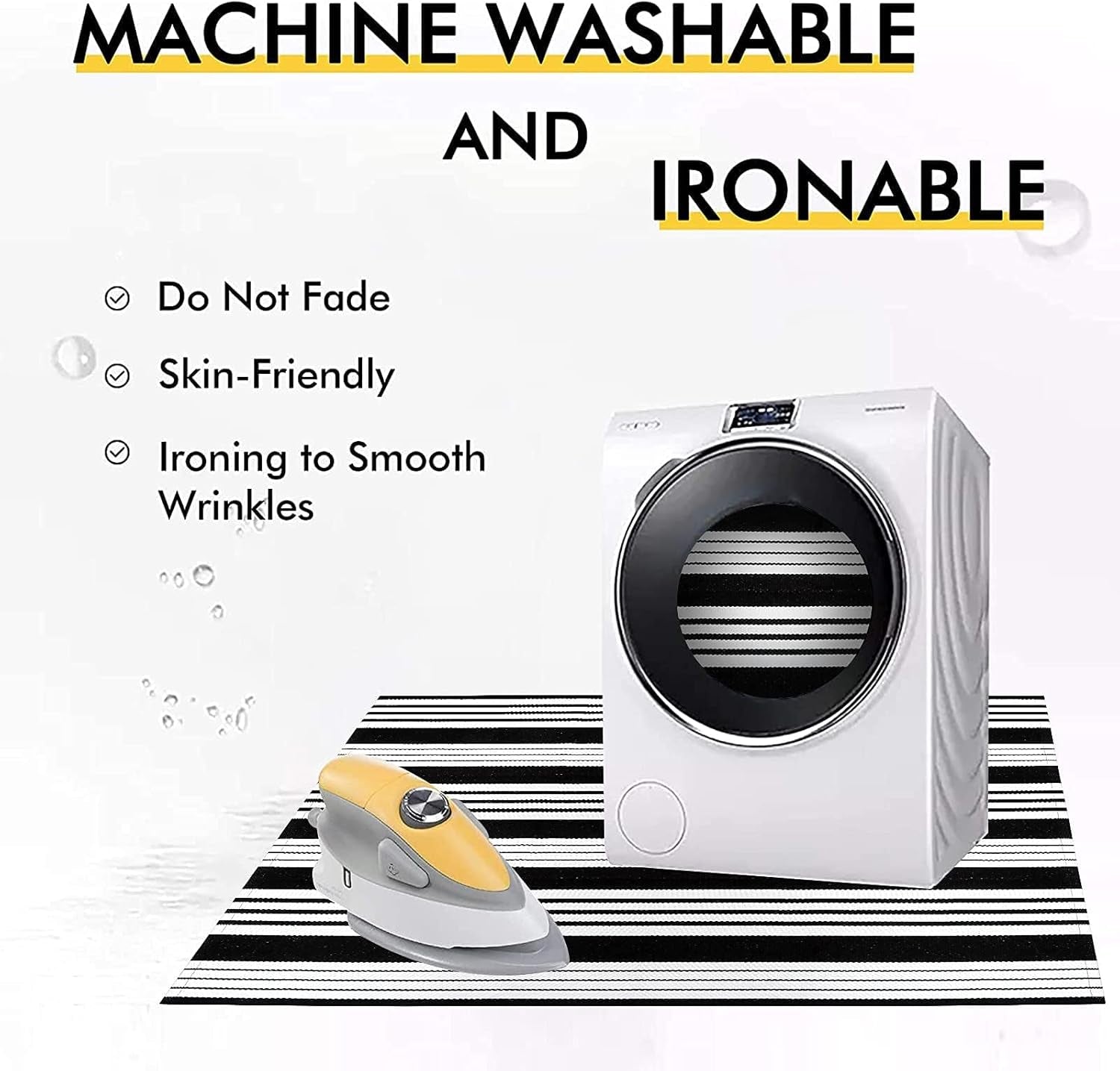 Black and White Outdoor Rug 4X6 Ft Cotton Woven Patio Rug Machine Washable Front Door Mat Indoor/Outdoor Area Rugs Floor Mat for Farmhouse/Front Porch/Lawn/Living Room/Deck/Home Entrance Decor