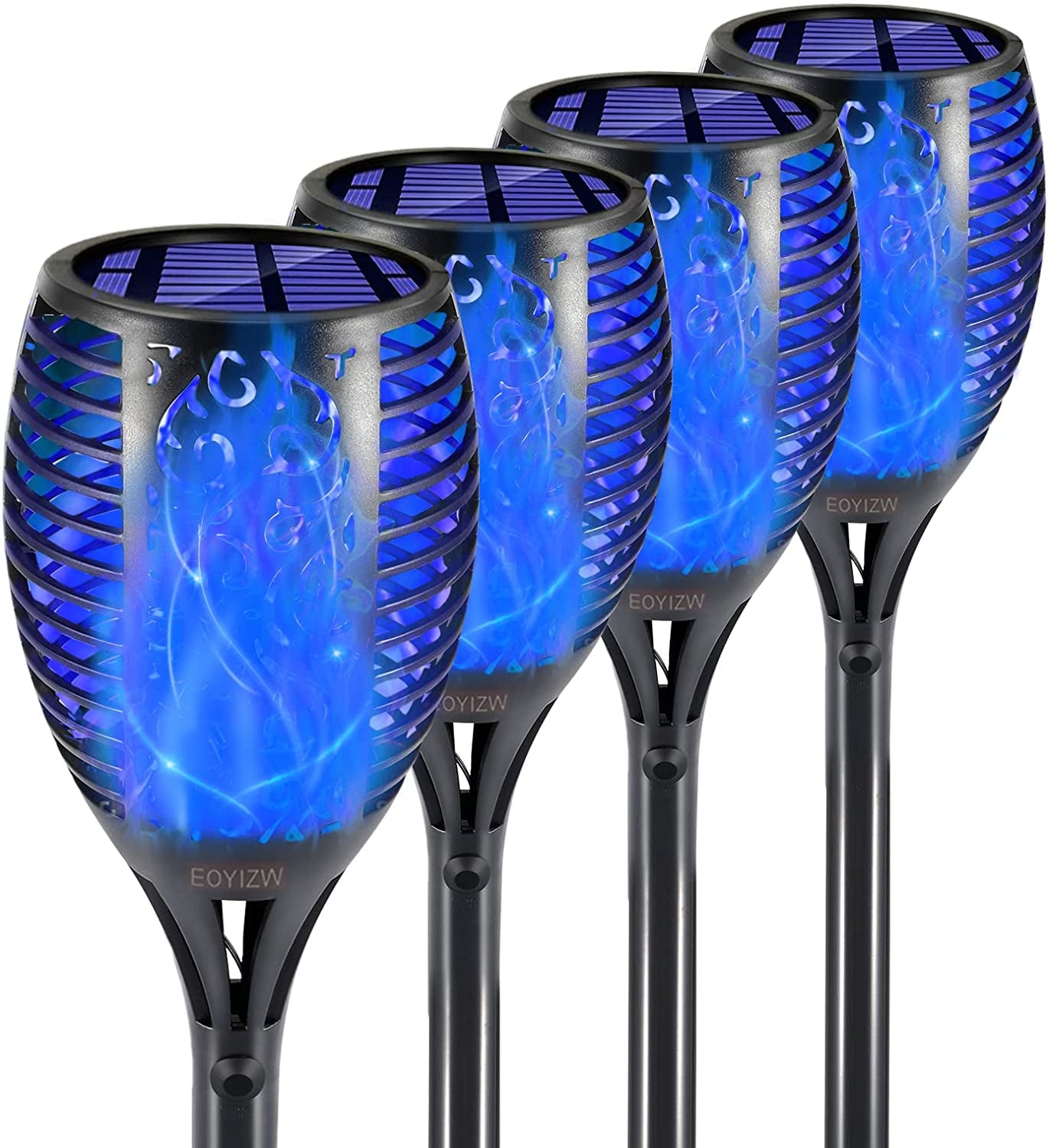 Solar Lights Outdoor 4 Pack, Premium 99 Leds Solar Torch Light with Flickering Flame Outdoor Decor- IP65 Waterproof Garden Lights for Halloween Decorations Yard Garden Porch