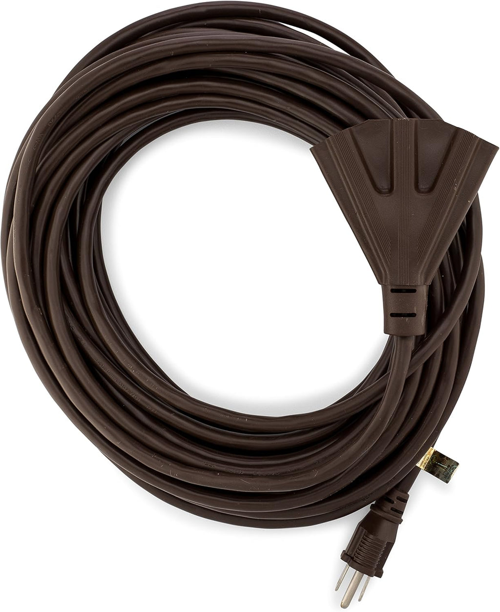 50-Foot Brown Extension Cord, 3-Prong Indoor & Outdoor Splitter, Perfect for Landscape Lighting