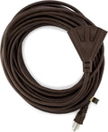 50-Foot Brown Extension Cord, 3-Prong Indoor & Outdoor Splitter, Perfect for Landscape Lighting