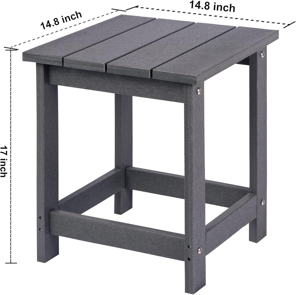Adirondack Square Outdoor Side Table for Patio, Pool Composite Patio Table,Hdpe End Tables for Backyard,Pool, Indoor Companion, Easy Maintenance & Weather Resistant(Grey)