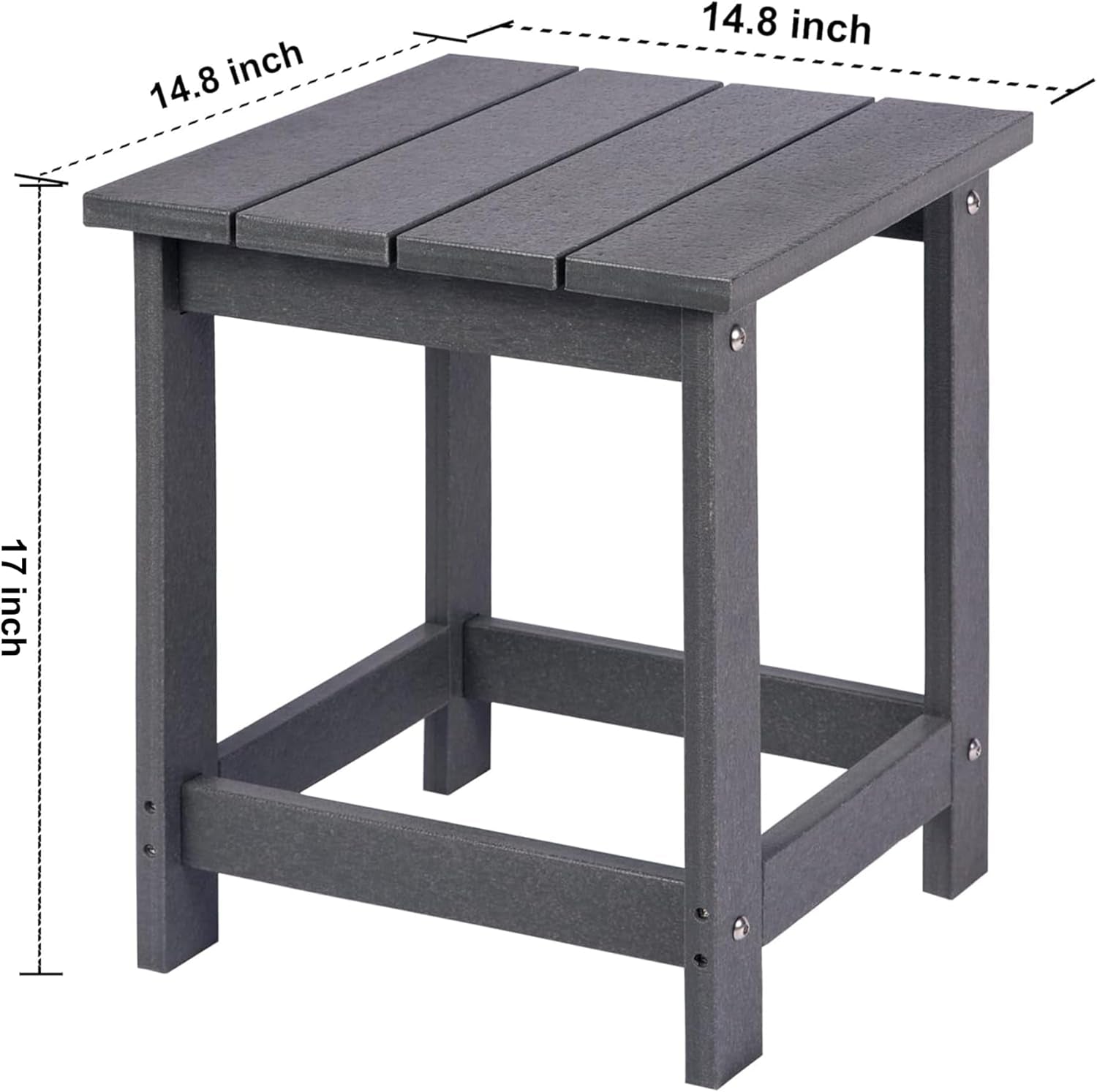 Adirondack Square Outdoor Side Table for Patio, Pool Composite Patio Table,Hdpe End Tables for Backyard,Pool, Indoor Companion, Easy Maintenance & Weather Resistant(Grey)