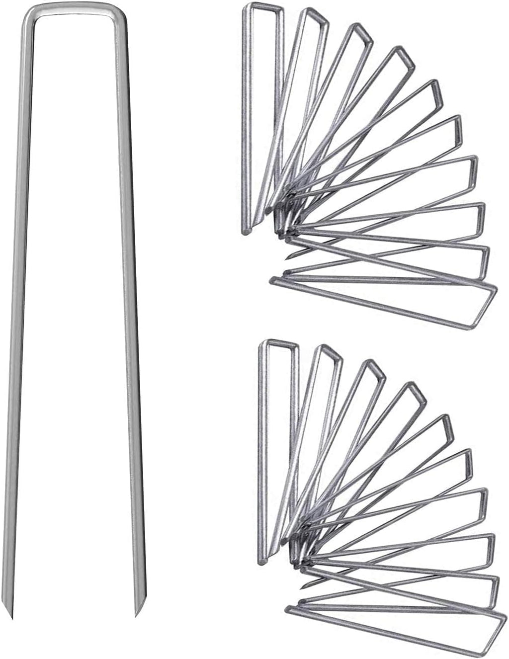 12 Inch Galvanized Garden Landscape Staples Stakes, 25 50 100 PCS Anti-Rust Garden Staples Tent Ground Stakes U-Shaped Landscape Pins for Secure Lawn Fabric, Decoration (25, 12 Inch)