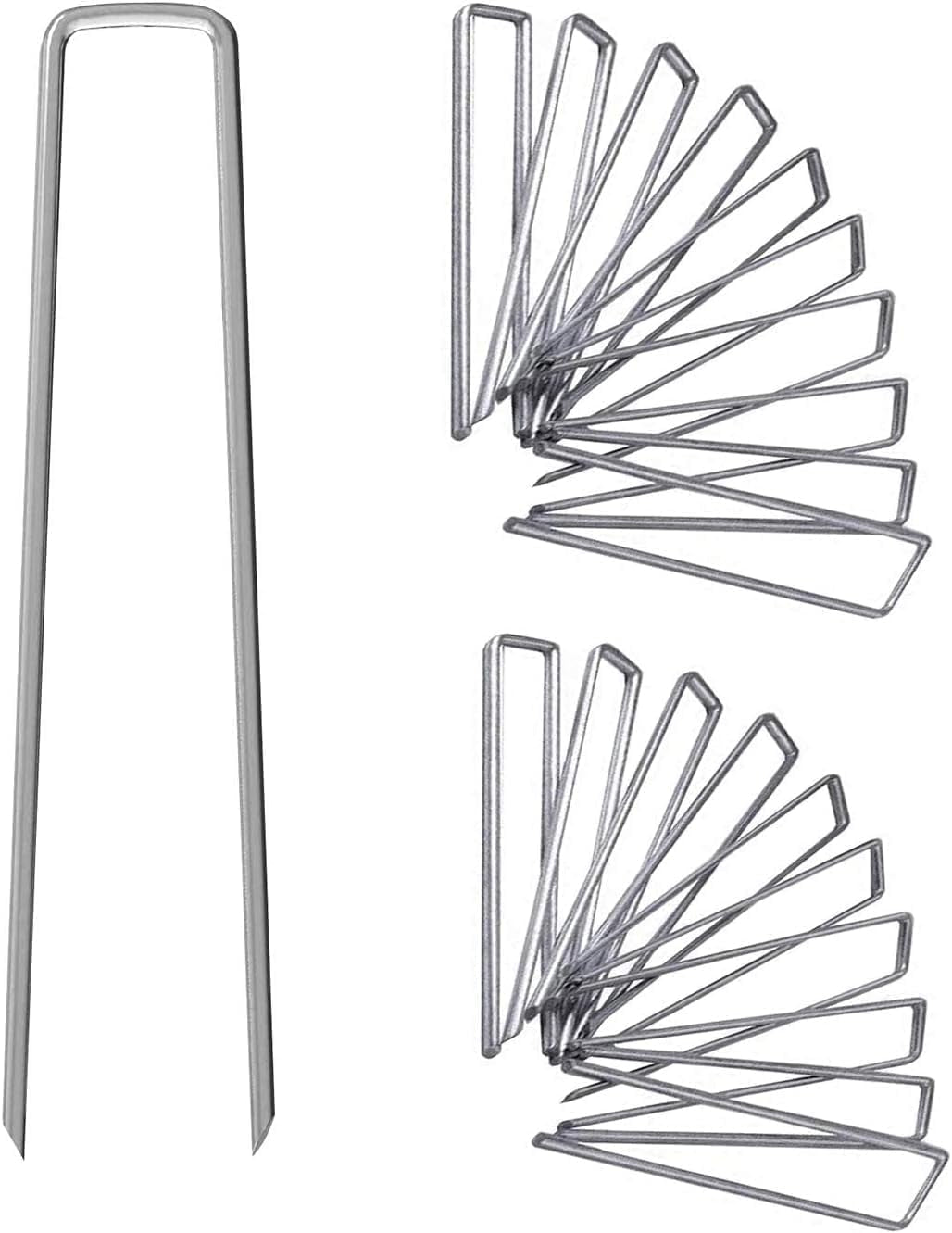 12 Inch Galvanized Garden Landscape Staples Stakes, 25 50 100 PCS Anti-Rust Garden Staples Tent Ground Stakes U-Shaped Landscape Pins for Secure Lawn Fabric, Decoration (25, 12 Inch)