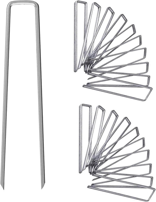 12 Inch Galvanized Garden Landscape Staples Stakes, 25 50 100 PCS Anti-Rust Garden Staples Tent Ground Stakes U-Shaped Landscape Pins for Secure Lawn Fabric, Decoration (25, 12 Inch)