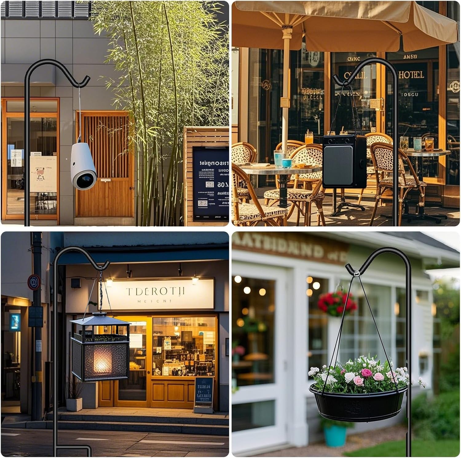 12 Pack Solid Shepherd Hook 37 Inch One Piece Structure No Assembly Required Heavy Duty Shepards for Garden Outdoor Hanging Plants Hanger Lanterns Wedding Black Inch Thick