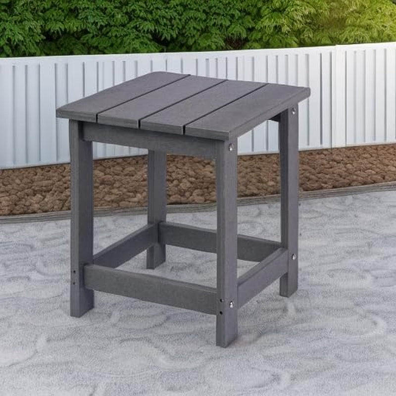 Adirondack Square Outdoor Side Table for Patio, Pool Composite Patio Table,Hdpe End Tables for Backyard,Pool, Indoor Companion, Easy Maintenance & Weather Resistant(Grey)
